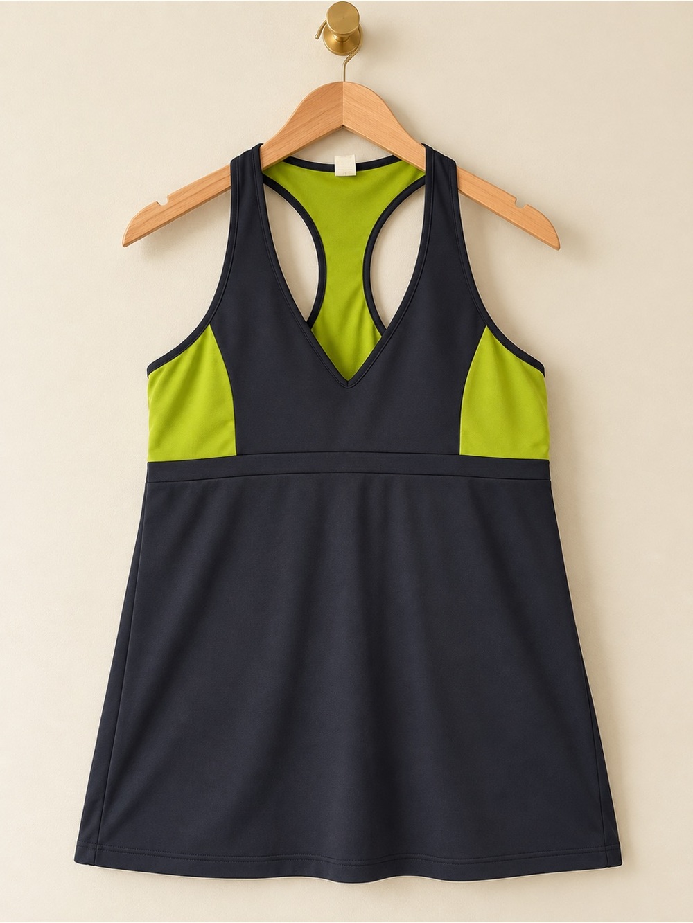 Aerie Fit Women’s L/G Navy & Lime Green Racerback Athletic Tank Top